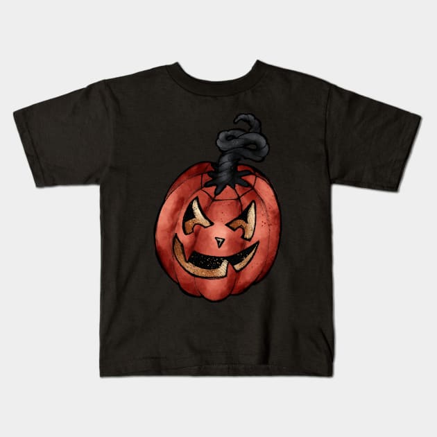 Orange Jack O Lantern sticker Kids T-Shirt by JJLosh